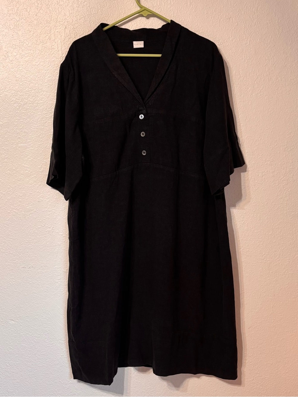 Poetry Black Linen Lagenlook Tunic Size 18